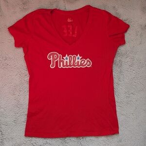 Philadelphia Phillies Cliff Lee MLB #33 V-Neck T-Shirt | Women’s Fit